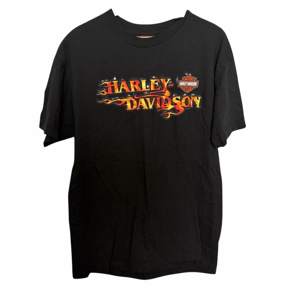 🖤Harley Davidson Orlando Florida T Shirt Black Flames 2014 Size Large